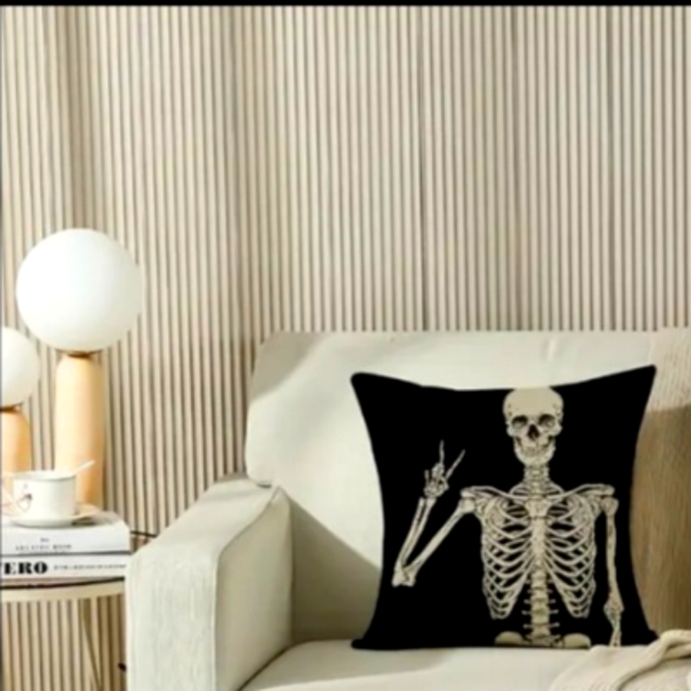 2 Skeleton pillow covers